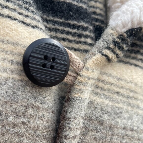 Men's Size XL Vintage Lined Woolrich Striped Rancher Coat with Fleece Collar - Picture 6 of 16